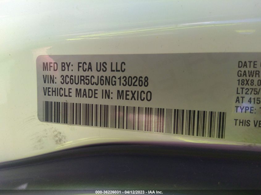2022 RAM 2500 TRADESMAN - 3C6UR5CJ6NG130268
