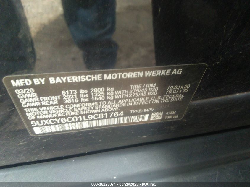 2020 BMW X6 XDRIVE40I - 5UXCY6C01L9C81764