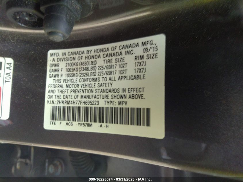 2015 HONDA CR-V EX-L - 2HKRM4H77FH695223