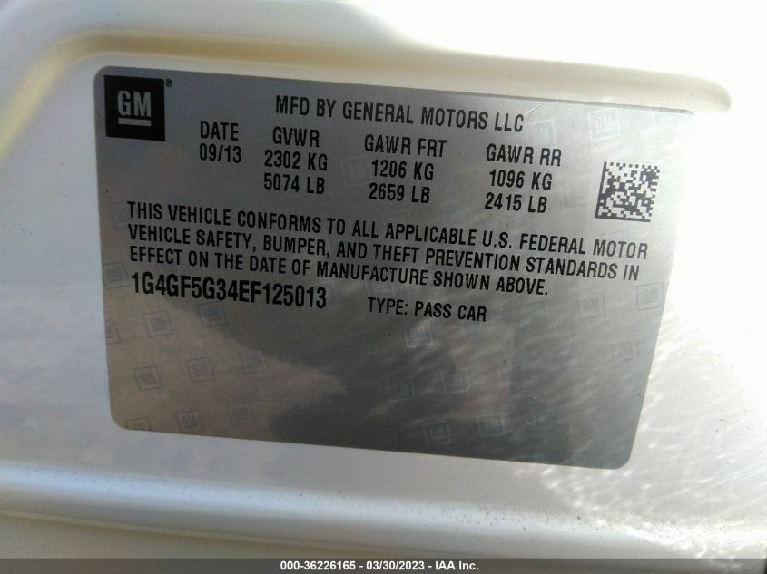 2014 BUICK LACROSSE PREMIUM II - 1G4GF5G34EF125013