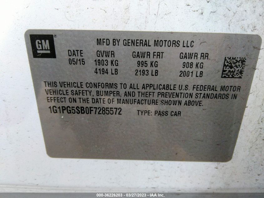 2015 CHEVROLET CRUZE LTZ - 1G1PG5SB0F7285572