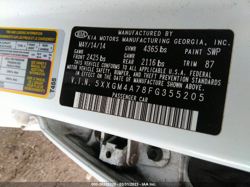 2015 KIA OPTIMA LX - 5XXGM4A78FG355205