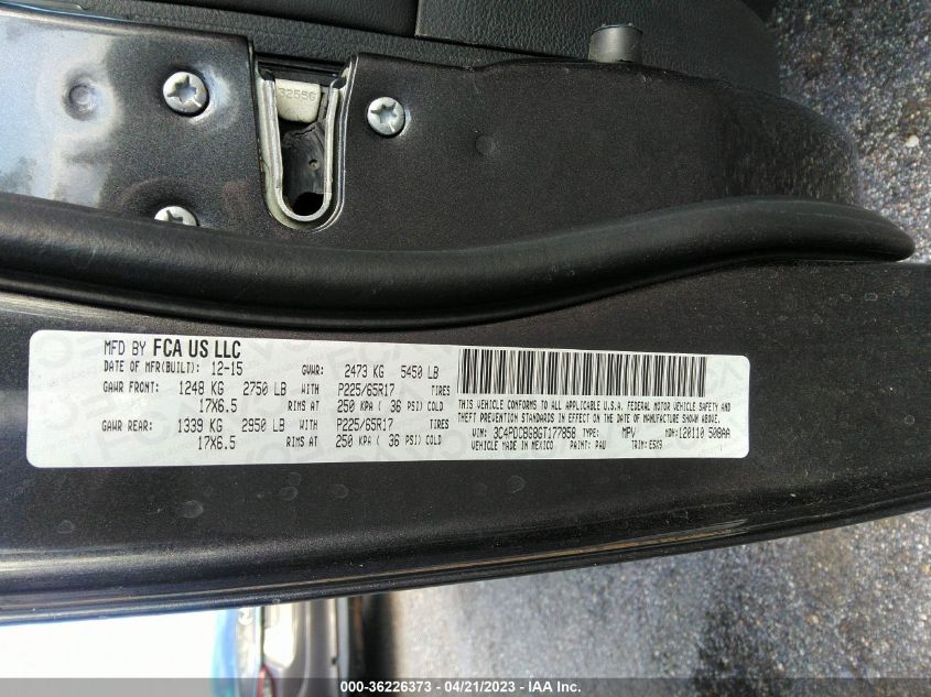2016 DODGE JOURNEY SXT - 3C4PDCBG8GT177858