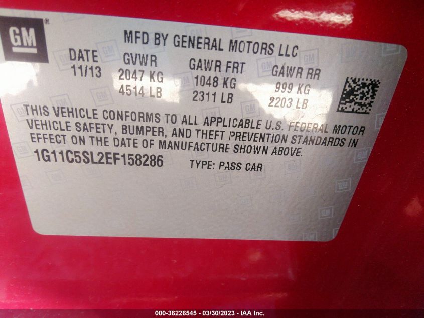 2014 CHEVROLET MALIBU LT - 1G11C5SL2EF158286