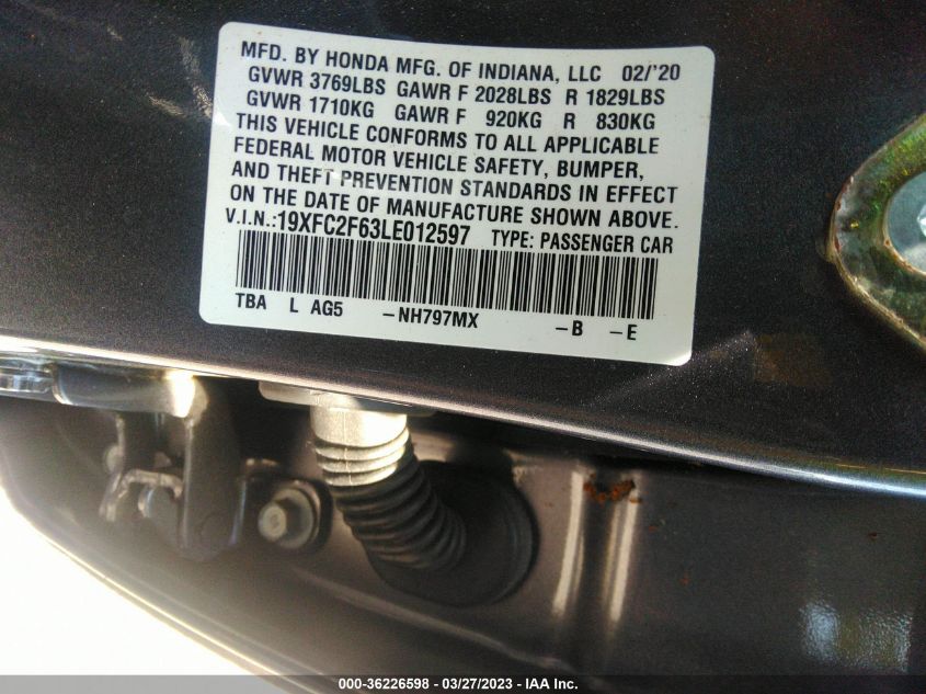2020 HONDA CIVIC SEDAN LX - 19XFC2F63LE012597