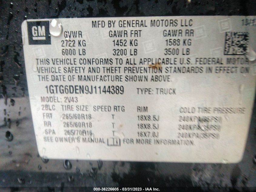 2018 GMC CANYON 4WD SLT - 1GTG6DEN9J1144389