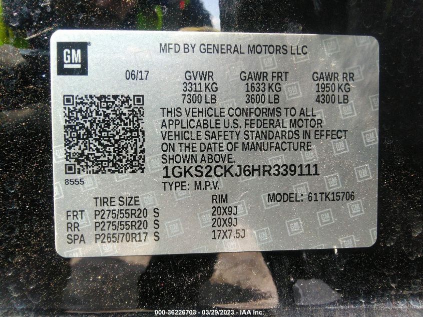 2017 GMC YUKON DENALI - 1GKS2CKJ6HR339111
