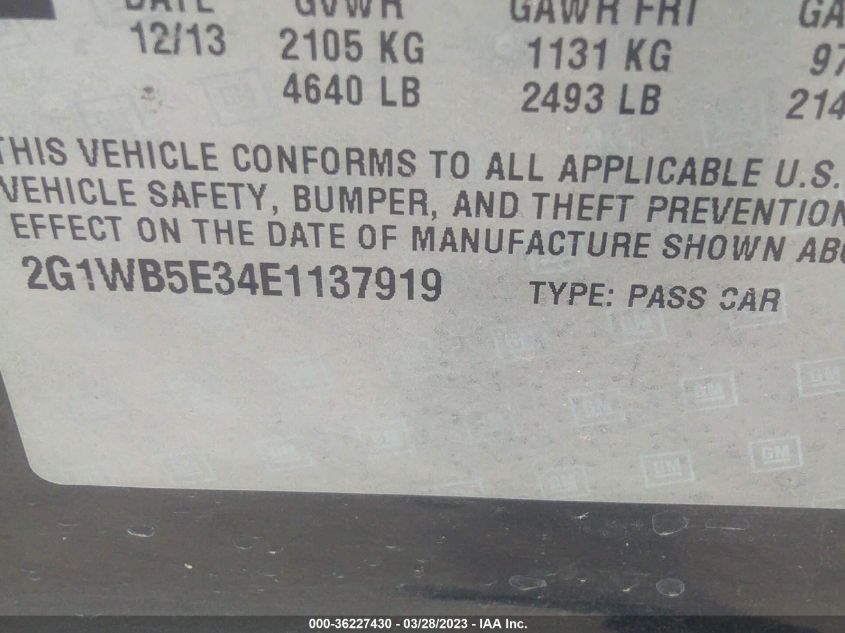 2014 CHEVROLET IMPALA LIMITED LT - 2G1WB5E34E1137919