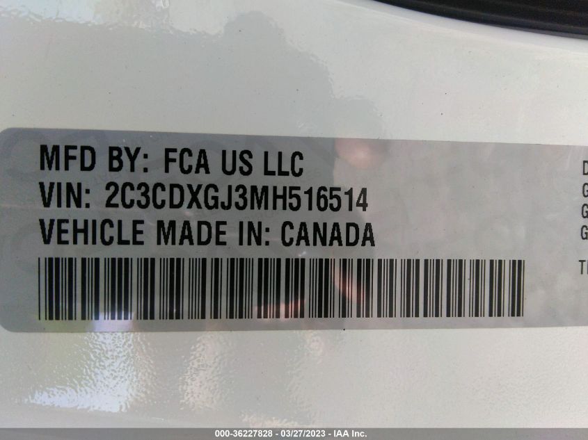 2021 DODGE CHARGER SCAT PACK WIDEBODY - 2C3CDXGJ3MH516514