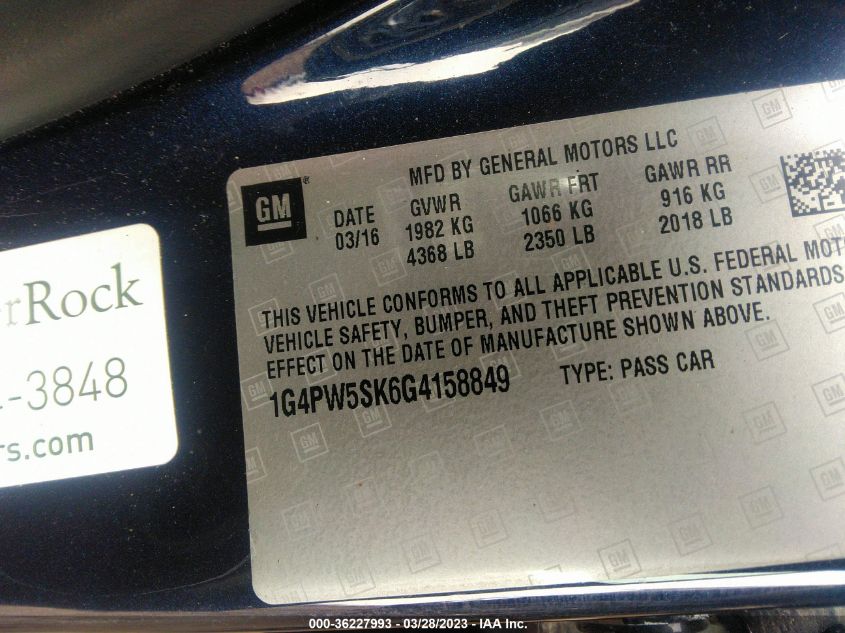 2016 BUICK VERANO SPORT TOURING - 1G4PW5SK6G4158849