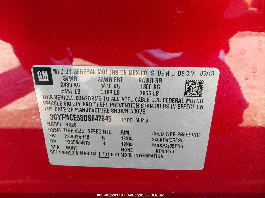 2013 CADILLAC SRX LUXURY COLLECTION - 3GYFNCE38DS647545