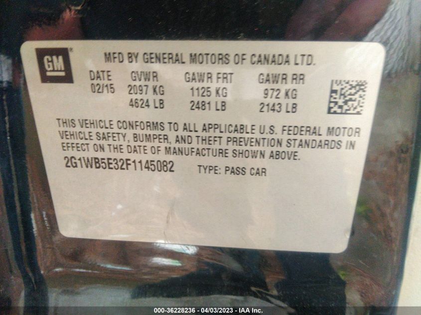 2015 CHEVROLET IMPALA LIMITED LT - 2G1WB5E32F1145082