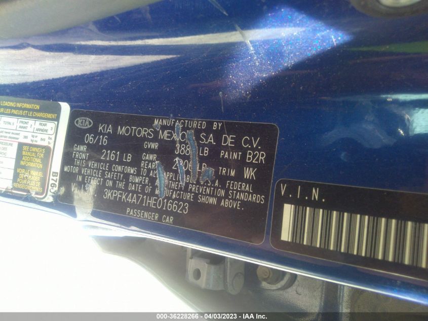 2017 KIA FORTE LX - 3KPFK4A71HE016623