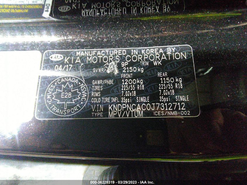 2018 KIA SPORTAGE EX - KNDPNCAC0J7312712