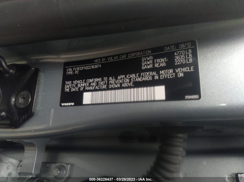 2013 VOLVO S60 T5 - YV1612FH2D2183874