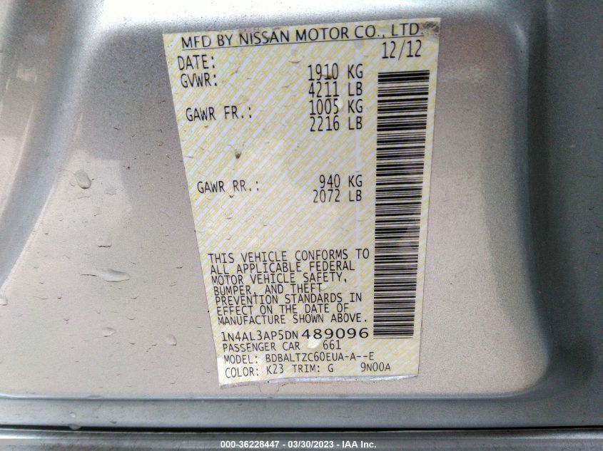 2013 NISSAN ALTIMA 2.5 SV - 1N4AL3AP5DN489096