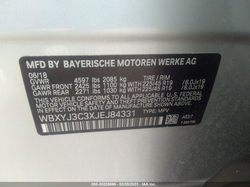 2018 BMW X2 SDRIVE28I - WBXYJ3C3XJEJ84331