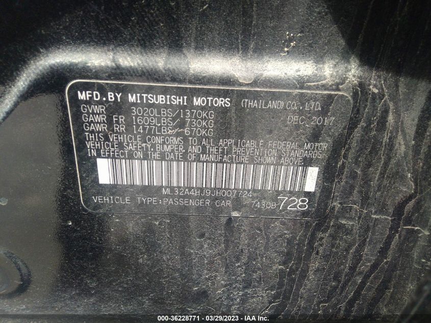 2018 MITSUBISHI MIRAGE SE - ML32A4HJ9JH007724