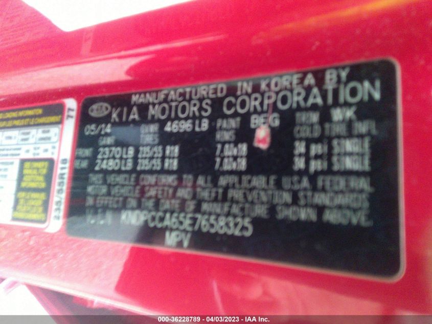 2014 KIA SPORTAGE SX - KNDPCCA65E7658325