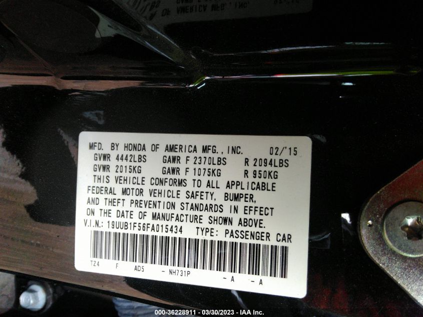 2015 ACURA TLX TECH - 19UUB1F56FA015434