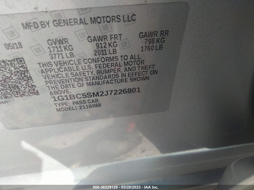 2018 CHEVROLET CRUZE LS - 1G1BC5SM2J7226801