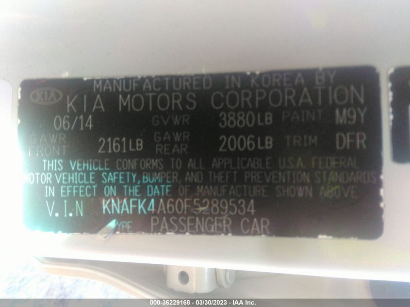 2015 KIA FORTE LX - KNAFK4A60F5289534