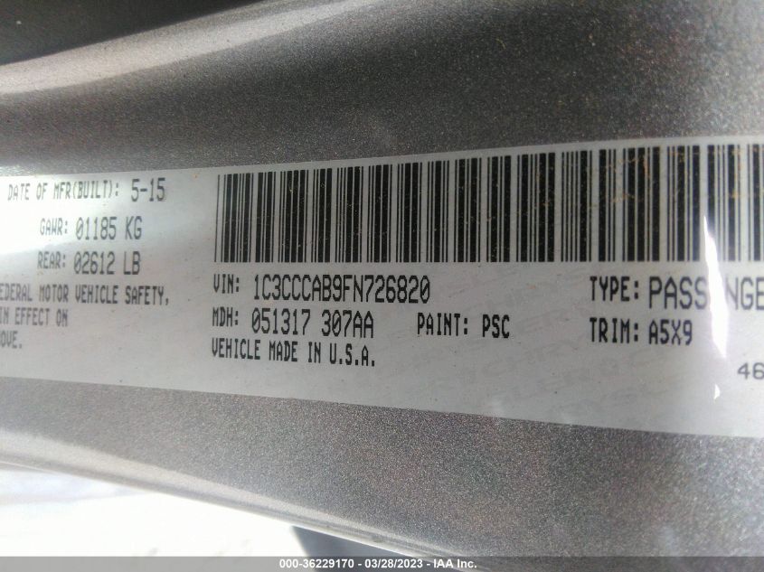 2015 CHRYSLER 200 LIMITED - 1C3CCCAB9FN726820