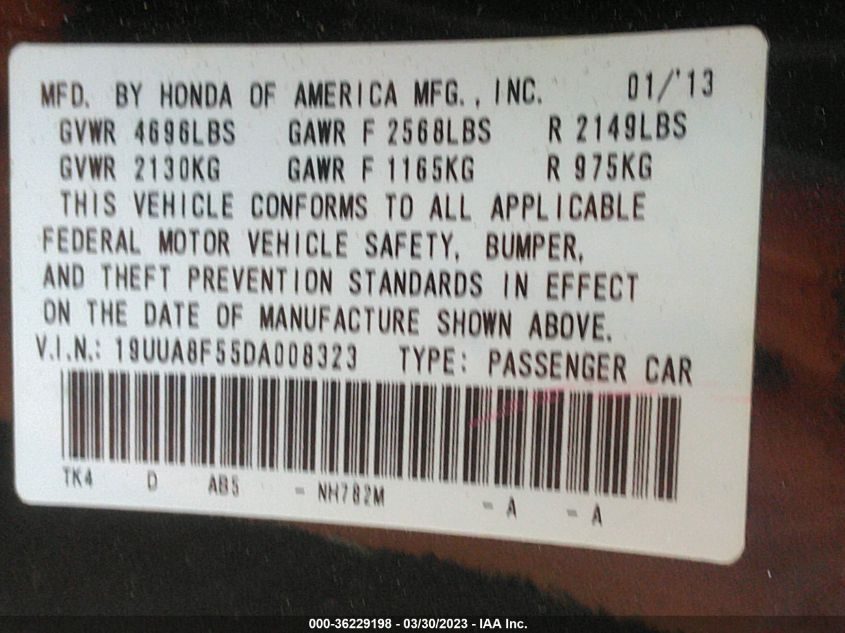 2013 ACURA TL TECH - 19UUA8F55DA008323