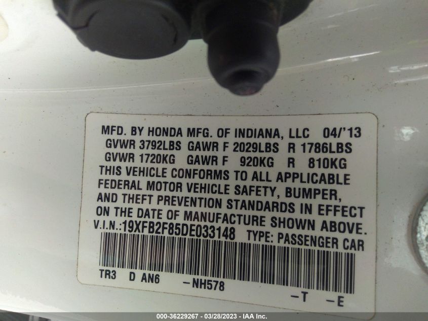 2013 HONDA CIVIC SDN EX - 19XFB2F85DE033148