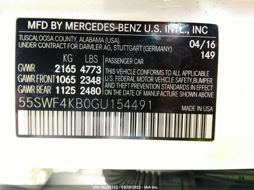 2016 MERCEDES-BENZ C-CLASS C 300 - 55SWF4KB0GU154491