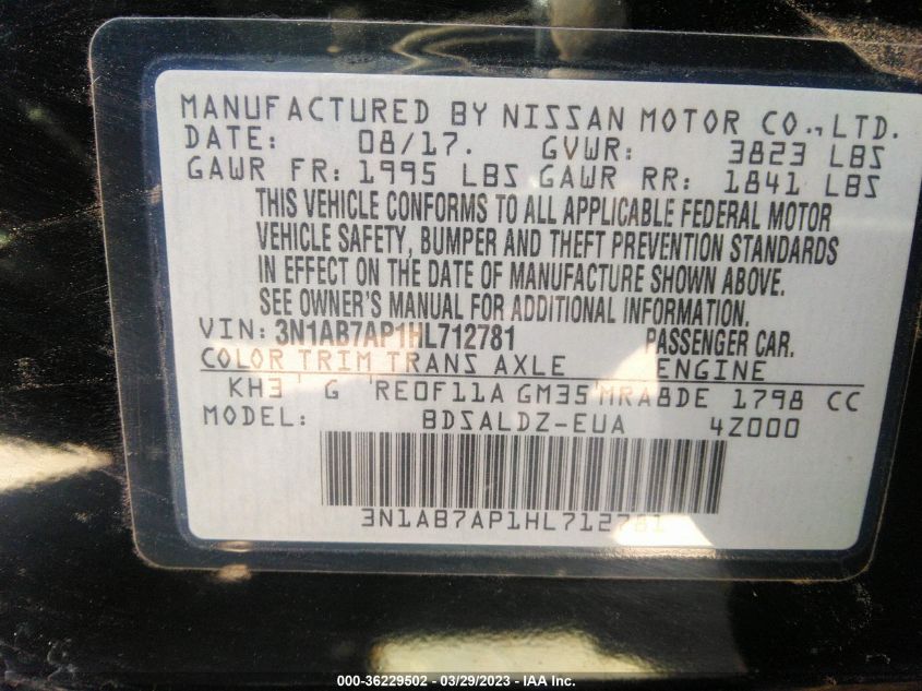 2017 NISSAN SENTRA SV - 3N1AB7AP1HL712781