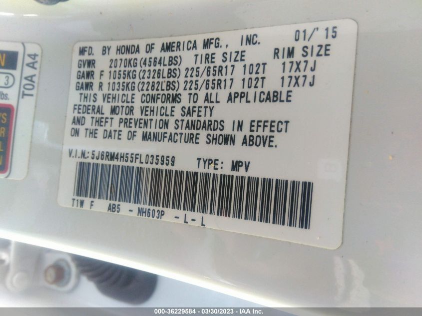 2015 HONDA CR-V EX - 5J6RM4H55FL035959