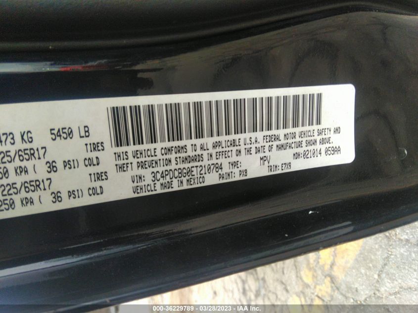 2014 DODGE JOURNEY SXT - 3C4PDCBG0ET210784