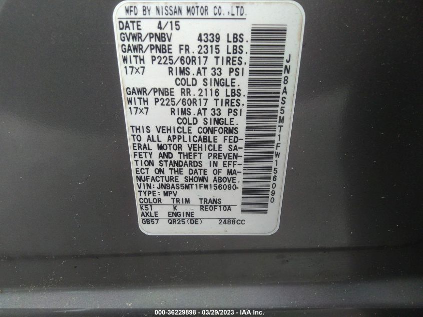 2015 NISSAN ROGUE SELECT S - JN8AS5MT1FW156090