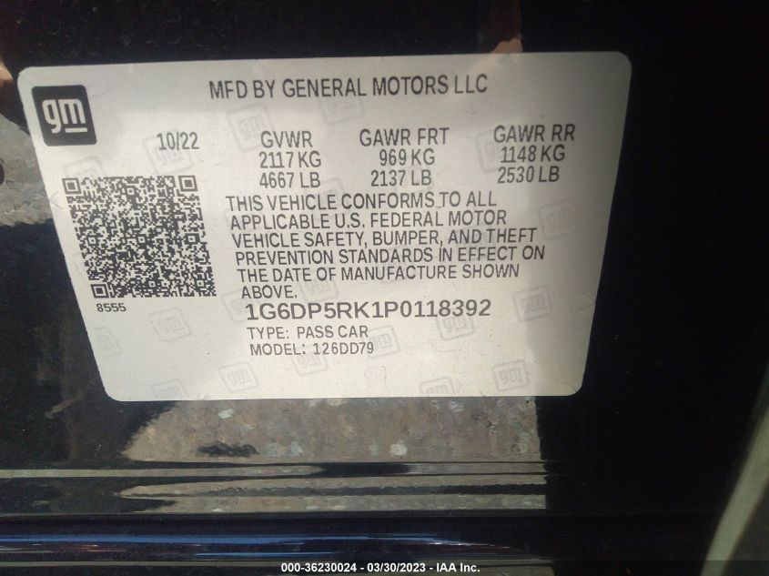 2023 CADILLAC CT5 SPORT 1G6DP5RK1P0118392