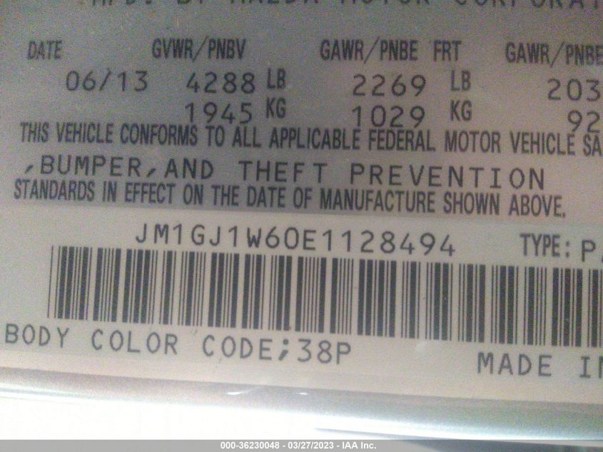 2014 MAZDA MAZDA6 I GRAND TOURING - JM1GJ1W60E1128494