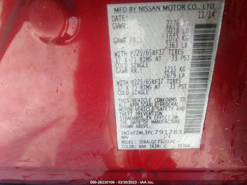 2015 NISSAN ROGUE SV - 5N1AT2ML3FC791283