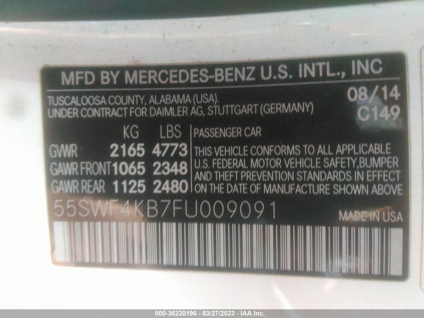 2015 MERCEDES-BENZ C-CLASS C 300 - 55SWF4KB7FU009091