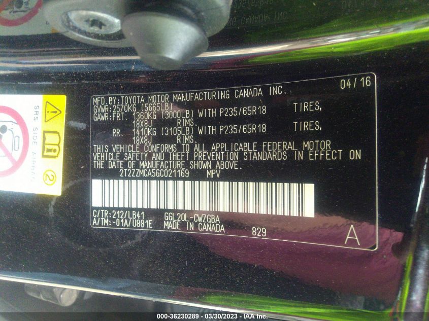 2016 LEXUS RX 350 - 2T2ZZMCA5GC021169