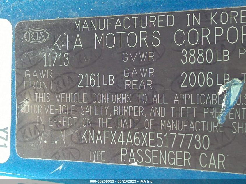 2014 KIA FORTE LX - KNAFX4A6XE5177730