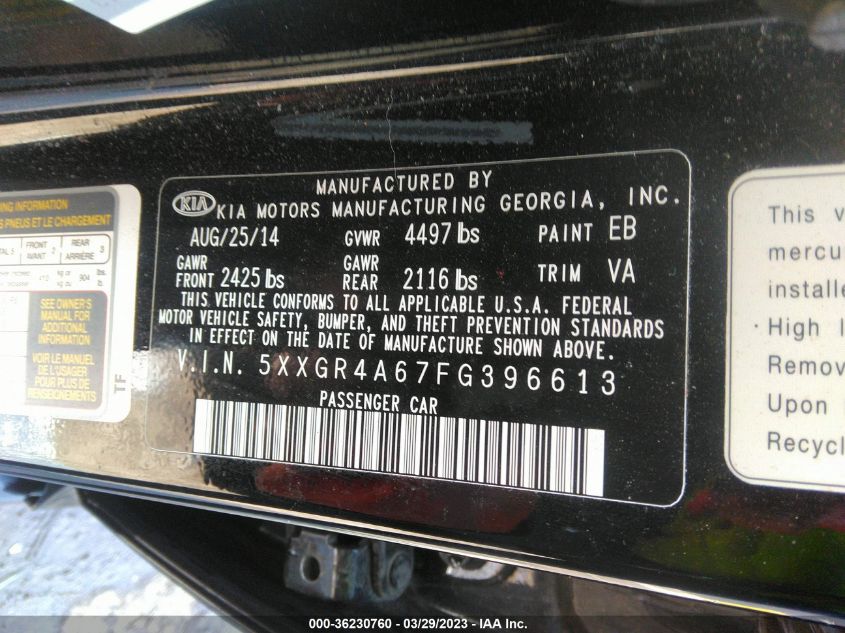 2015 KIA OPTIMA SX TURBO - 5XXGR4A67FG396613