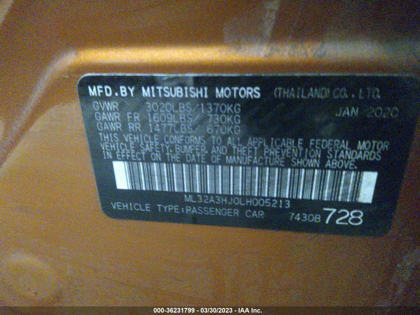 2020 MITSUBISHI MIRAGE ES/SE - ML32A3HJ0LH005213