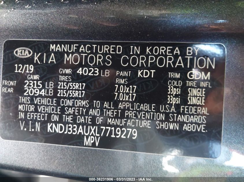 2020 KIA SOUL EX - KNDJ33AUXL7719279