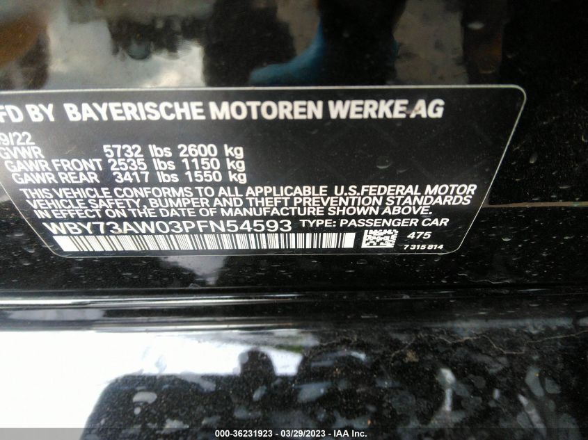 2023 BMW I4 EDRIVE40 WBY73AW03PFN54593