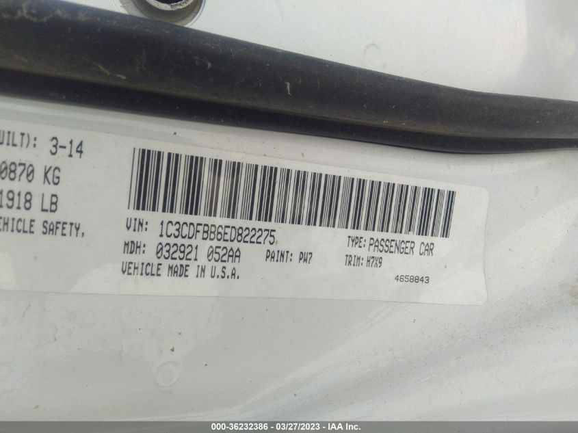 2014 DODGE DART SXT - 1C3CDFBB6ED822275