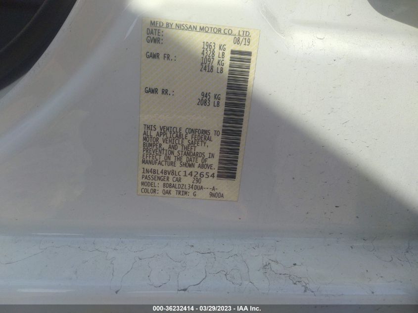 2020 NISSAN ALTIMA 2.5 S - 1N4BL4BV8LC142654