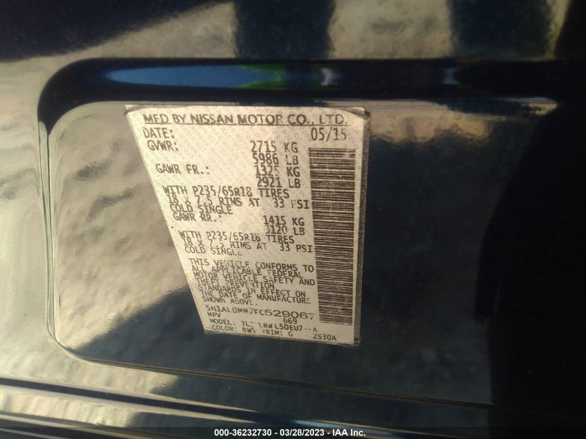2015 INFINITI QX60 - 5N1AL0MM7FC529067