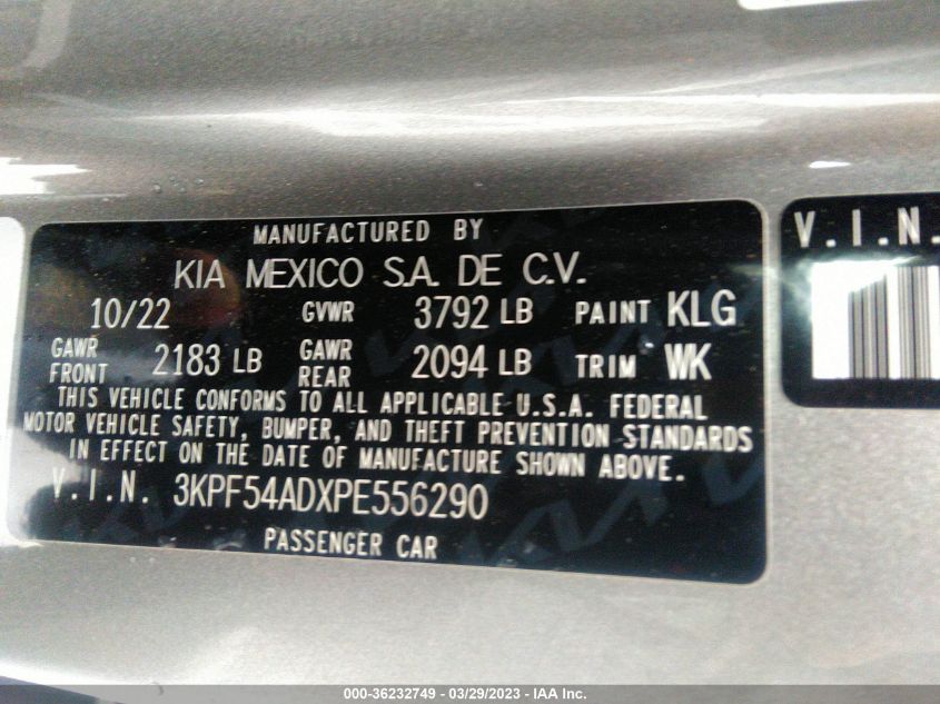 2023 KIA FORTE GT-LINE - 3KPF54ADXPE556290