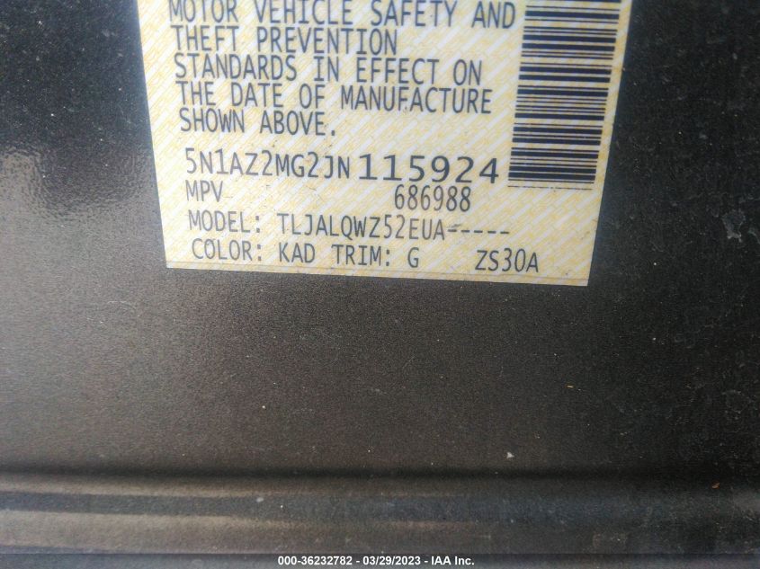 2018 NISSAN MURANO SV - 5N1AZ2MG2JN115924
