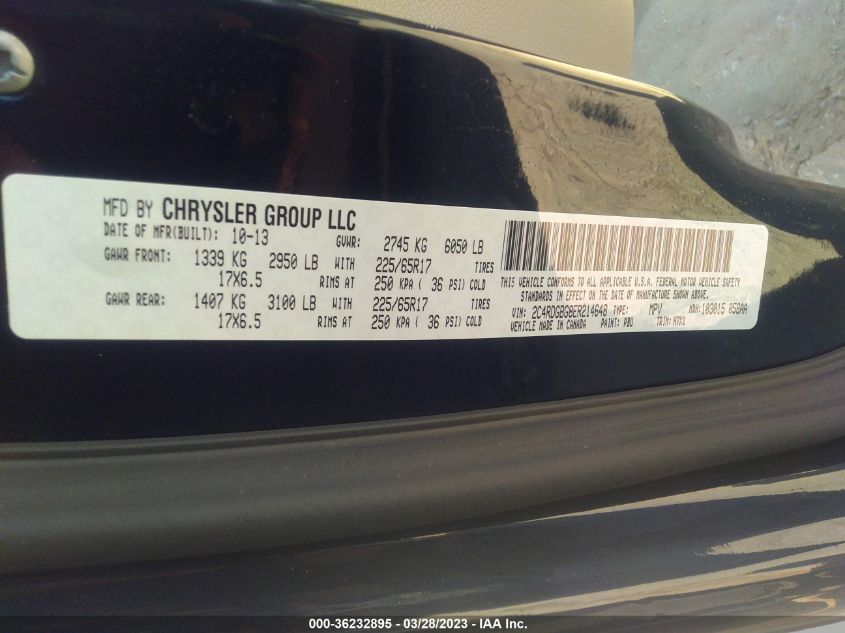 2014 DODGE GRAND CARAVAN SE - 2C4RDGBG8ER214648